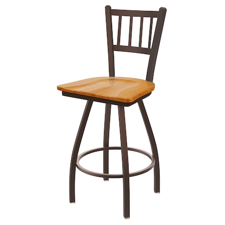 Holland Bar Stool Co 36" Swivel Bar Stool, Bronze Finish, Med Oak Seat 81036BZMedOak